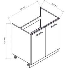 Szafka pod zlewozmywak 2 drzwi D80ZL DENIS Szkic