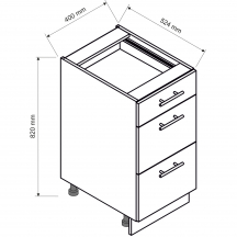 Szafka dolna stojąca 3 szuflady D.. S/3 ZOYA Szkic (1)