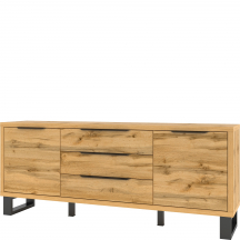 Komoda szeroka 2 drzwi 3 szuflady Dąb Wotan 24N0HK25 TYP-25 HALLE Podstawowe