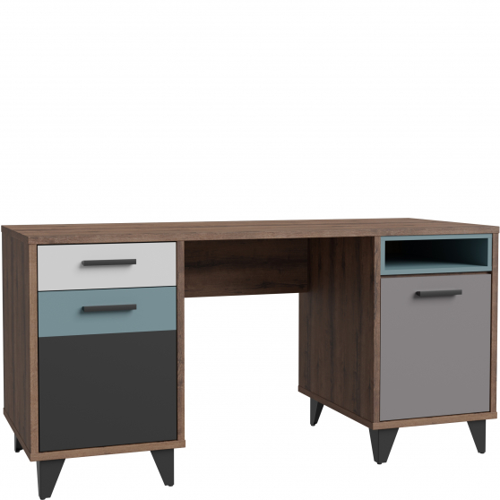 Biurko 150 cm z szufladą i półkami RVXB221-N41 RAVEN Podstawowe