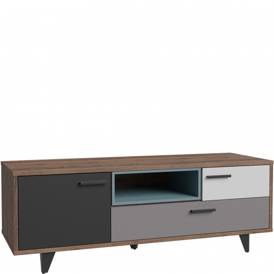 Szafka RTV młodzieżowa z szufladami i drzwiami RVXT131-N41 RAVEN Podstawowe