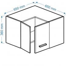 Szafka górna wisząca narożna 2 drzwi WNPP 65/65/36 VELLA Szkic
