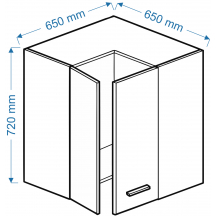 Szafka górna wisząca narożna 2 drzwi WNPP 65/65/72 VELLA Szkic