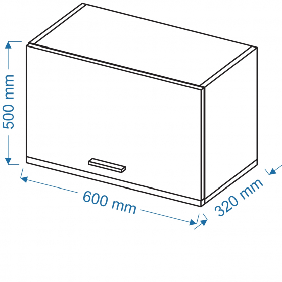 Szafka górna wisząca okapowa 1 klapa WO 6/50 SLIM VELLA Szkic