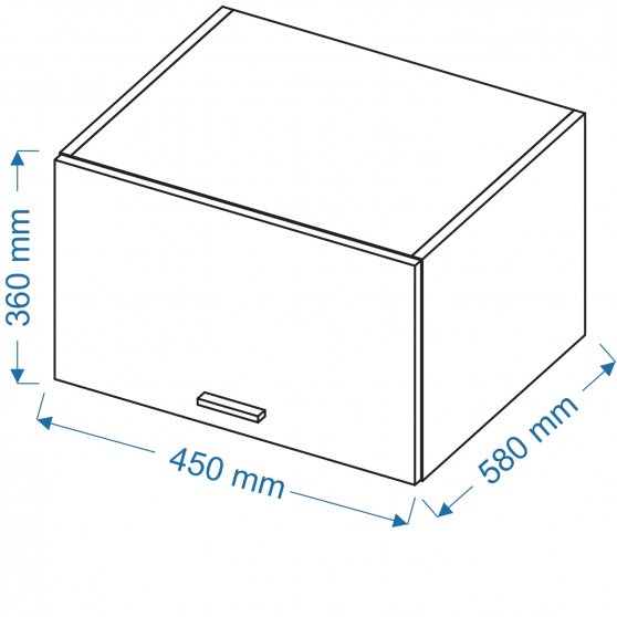 Szafka górna wisząca nadstawka 1 klapa WOG 45/36/58 VELLA Szkic