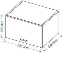 Szafka górna wisząca nadstawka 1 klapa WOG 5/36/58 VELLA Szkic