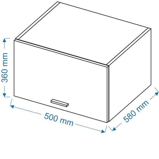 Szafka górna wisząca nadstawka 1 klapa WOG 5/36/58 VELLA Szkic