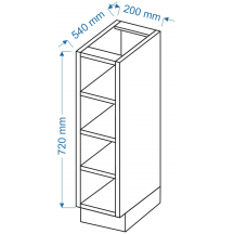 Szafka dolna stojąca otwarta DK 20 KOLOR Szkic