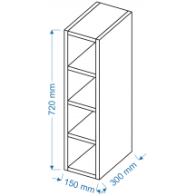 Szafka górna wisząca otwarta WK 15/72 KOLOR Szkic