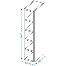 Szafka górna wisząca otwarta WK 20/108 KOLOR Szkic