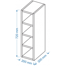 Szafka górna wisząca otwarta WK 20/72 KOLOR Szkic