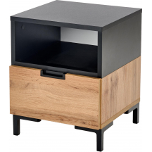 Szafka nocna SILVIA Dąb Wotan / Czarny Podstawowe