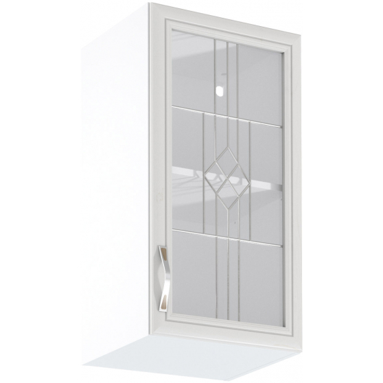 Szafka górna wisząca z witryną 1 drzwi G40S Prawa SYCYLIA WHITE Podstawowe