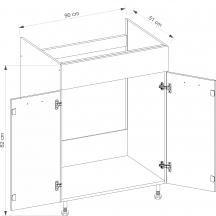 Szafka pod zlewozmywak 2 drzwi 90 cm GLA-13D GLAMOUR BLUE Szkic