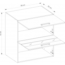 Szafka górna wisząca witryna 2 klapy 90 cm GLA-42G GLAMOUR BLUE Szkic