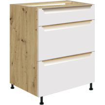 Szafka dolna stojąca 3 szuflady 60 cm GLA-10D GLAMOUR WHITE Podstawowe