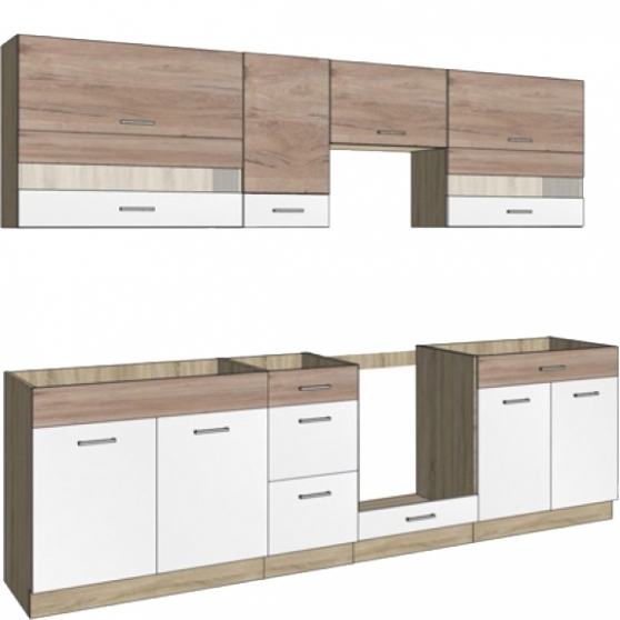 Zestaw mebli kuchennych C Plus 260 cm GLAMOUR WHITE Widok z innej strony