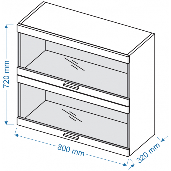 Szafka górna wisząca witryna 2 klapy WOW 8/72 VELLA Szkic