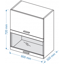Szafka górna wisząca witryna 2 klapy WWPO 6/72 VELLA Szkic