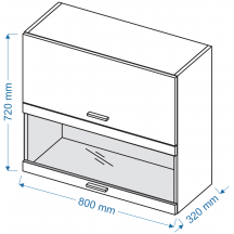 Szafka górna wisząca witryna 2 klapy WWPO 8/72 VELLA Szkic