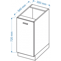 Szafka dolna stojąca 1 drzwi D 3 VELLA Szkic