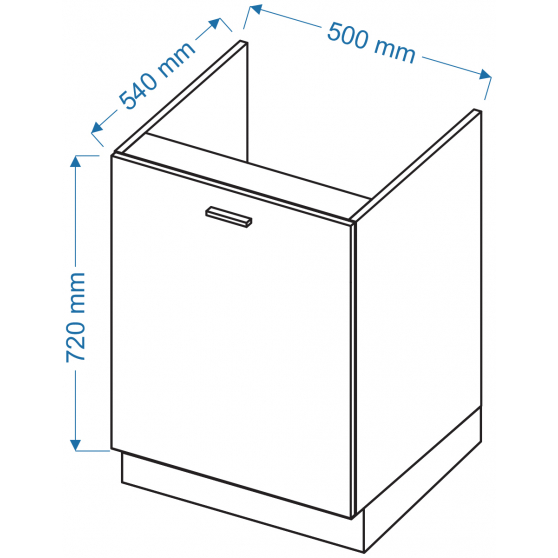 Szafka pod zlewozmywak 1 drzwi DZ 5 VELLA Szkic
