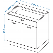 Szafka dolna stojąca 2 drzwi 1 szuflada DS. 8/1 VELLA Szkic