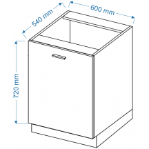 Szafka dolna stojąca 1 drzwi D 6 VELLA Szkic