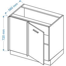 Szafka wyspowa narożna 1 drzwi DPPW 105/65 VELLA Szkic