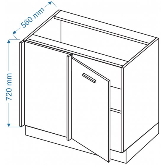 Szafka wyspowa narożna 1 drzwi DPPW 105/65 VELLA Szkic