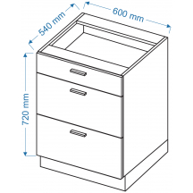 Szafka dolna stojąca 3 szuflady DS. 6/3 VELLA Szkic