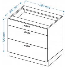 Szafka dolna stojąca 3 szuflady DS. 9/3 VELLA Szkic