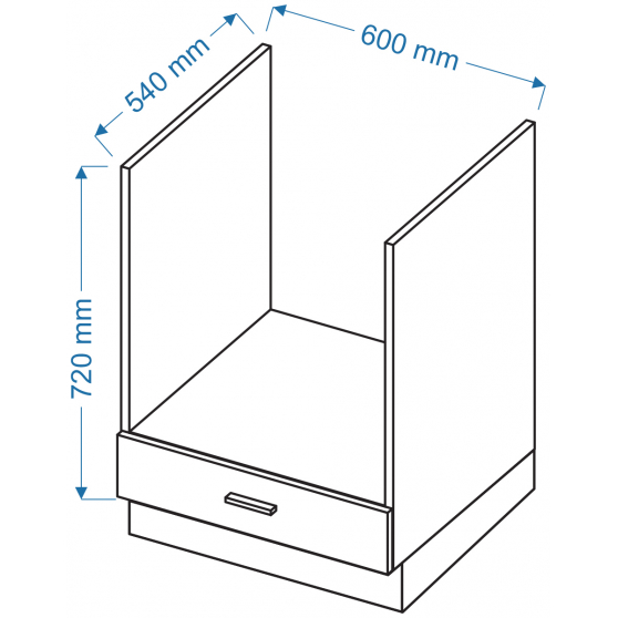 Szafka dolna stojąca pod zabudowę piekarnika ZK 6 VELLA Szkic
