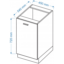 Szafka dolna stojąca 1 drzwi D 45 VELLA Szkic