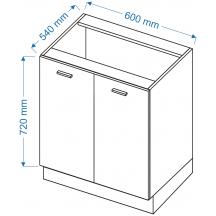 Szafka dolna 2 drzwi D 6 P/L VELLA Szkic