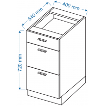 Szafka dolna stojąca 3 szuflady DS 4/3 VELLA Szkic