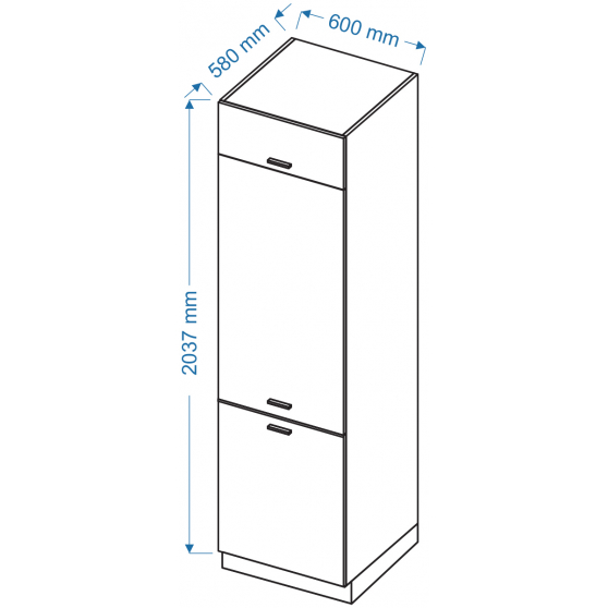 Szafka dolna wysoka słupek pod zabudowę lodówki ZL 6 VELLA Szkic