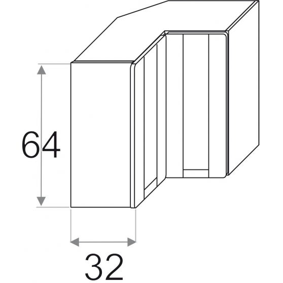 Szafka górna wisząca narożna 2 drzwi 60 x 60 cm WRP60/64 OLIVIA SOFT Szkic (1)