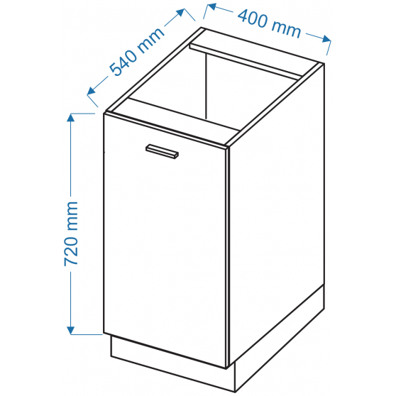 Szafka dolna stojąca 1 drzwi D 4 ELIN Szkic