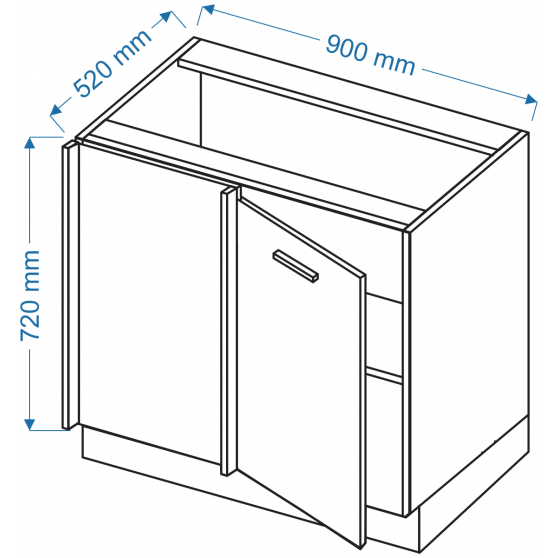 Szafka dolna stojąca narożna 1 drzwi DPP 110 ELIN Szkic