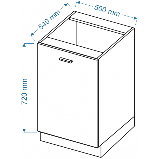 Szafka dolna stojąca 1 drzwi D 5 ELIN Szkic