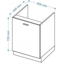 Szafka pod zlewozmywak 1 drzwi DZ 6 ELIN Szkic
