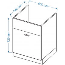 Szafka pod zlewozmywak 1 szuflada DZS 6 ELIN Szkic