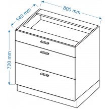 Szafka dolna stojąca 3 szuflady DS. 8/3 ELIN Szkic