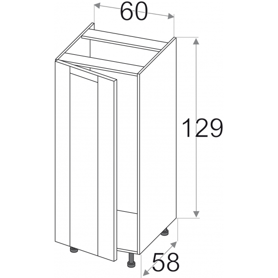 Szafka dolna niski słupek pod zabudowę lodówki 60 cm KL60 Lewa OLIVIA SOFT Szkic