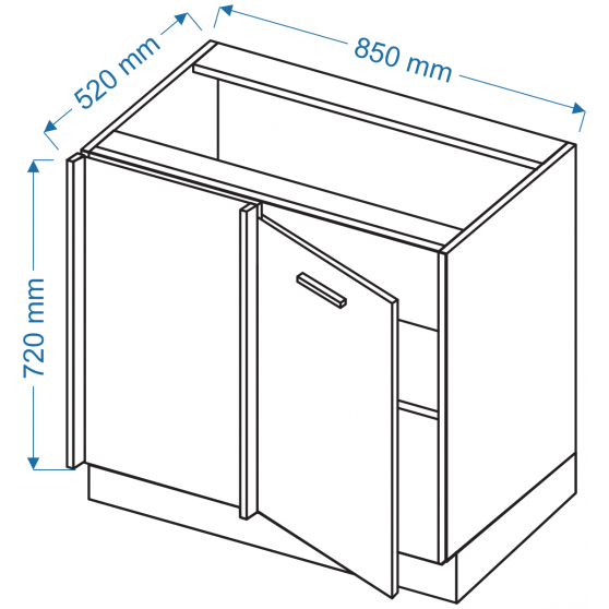 Szafka dolna stojąca narożna 1 drzwi DPP 105 ELIN Szkic