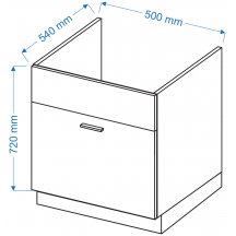 Szafka pod zlewozmywak 1 szuflada DZS 8 ELIN Szkic