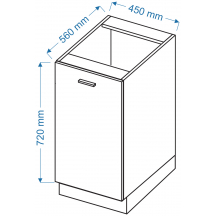 Szafka wyspowa 1 drzwi DW 45 ELIN Szkic