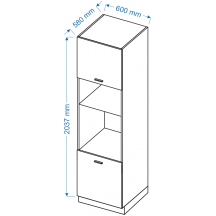 Szafka dolna wysoka słupek pod zabudowę piekarnika i mikrofali 2 drzwi SPM 6 ELIN Szkic