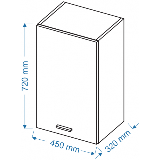 Szafka górna wisząca W 45/72 ELIN Szkic